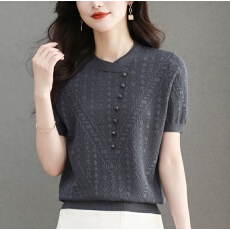 批发真丝短袖t恤女薄款冰丝针织衫夏装洋气妈妈短款<b class='q'>桑蚕丝</b><b class='q'>上衣</b>