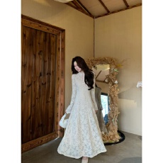 批发实拍实价2025秋季缕香国韵新中式立领盘扣<b class='q'>蕾丝</b>收腰大摆加绒<b class='q'>连衣裙</b>