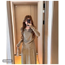 批发针织时尚套装上衣+修身褶皱中长裙打底长裙中长款<b class='q'>通勤</b>高弹力开叉