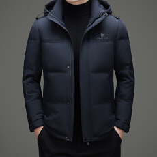 男士鸭绒羽绒服短款冬季高端白鸭绒中年男士外套加厚防寒服爸爸装