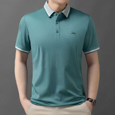 批发2026夏季新款中年男士翻领短袖polo衫宽松直筒高档半袖爸爸装上衣