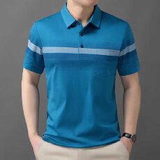批发2026夏季新款中年男士翻领短袖polo衫宽松直筒高档半袖爸爸装上衣