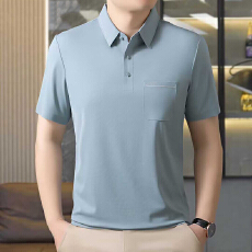 批发2026夏季新款<b class='q'>中年</b><b class='q'>男士</b>翻领短袖polo衫宽松高档纯色半袖爸爸装上衣