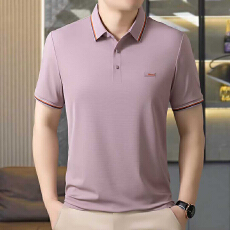 批发2026夏季新款<b class='q'>中年</b><b class='q'>男士</b>翻领短袖polo衫宽松高档纯色半袖爸爸装上衣