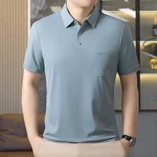 批发2026夏季新款<b class='q'>中年</b><b class='q'>男士</b>翻领短袖polo衫宽松高档纯色半袖爸爸装上衣
