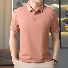 2026夏季新款中年男士翻领短袖polo衫宽松高档纯色半袖爸爸装上衣