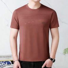 批发冰丝短袖<b class='q'>T</b><b class='q'>恤</b>中老年男士夏季半袖体恤宽松休闲薄款休闲圆领爸爸装