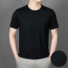 批发冰丝短袖<b class='q'>T</b><b class='q'>恤</b>中老年男士夏季半袖体恤宽松休闲薄款休闲圆领爸爸装