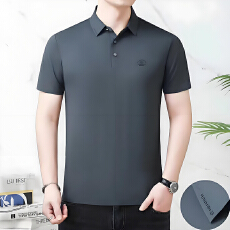 批发2026夏季新款中老年男士翻领短袖polo衫宽松高档半袖爸爸装上衣