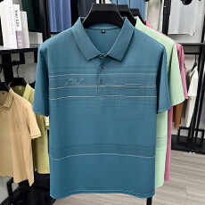 批发短袖<b class='q'>t</b><b class='q'>恤</b><b class='q'>男士</b>夏季<b class='q'>翻领</b>真口袋中年宽松冰丝半袖polo衫爸爸装上衣<b class='q'>T</b><b class='q'>恤</b>