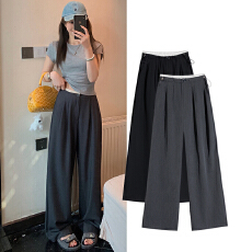 2026春夏季新款插色腰头垂感直筒孕妇西装裤薄款拖地阔腿裤休闲裤