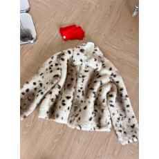 冬季豹纹环保皮草短外套保暖时尚设计感气质上衣