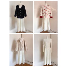 批发罗女士__梨形天菜针织裙（含针织内衬）不显胯百褶长<b class='q'>裙子</b>