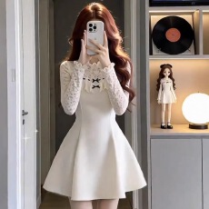 批发千金风气质小香风<b class='q'>蕾丝</b>连衣裙2026春季新款精致绝美礼服收腰短裙女