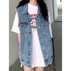 批发春秋牛仔马甲女韩版宽松夏薄款无袖小香风背心马夹外搭坎肩上衣潮