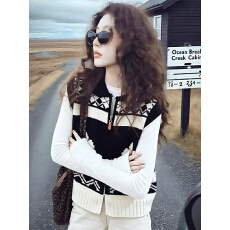 批发微胖mm高级感欧货提花polo领毛衣马甲女秋冬大码时尚无袖马夹上衣