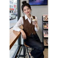 批发2026新款麂皮绒马甲女短款秋季无袖<b class='q'>背心</b>坎肩马夹外套时尚百搭