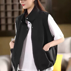 批发2026春季新款工装马夹立领拉链马甲女宽松百搭无袖坎肩外套