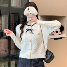 批发实拍 小香风<b class='q'>短</b>款开衫麻花毛衣外套女小个子慵懒加厚针织衫上衣