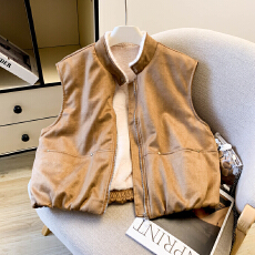 批发实拍 复古圆领拉链马甲女秋冬高级感羊羔毛外穿洋气时髦马夹潮