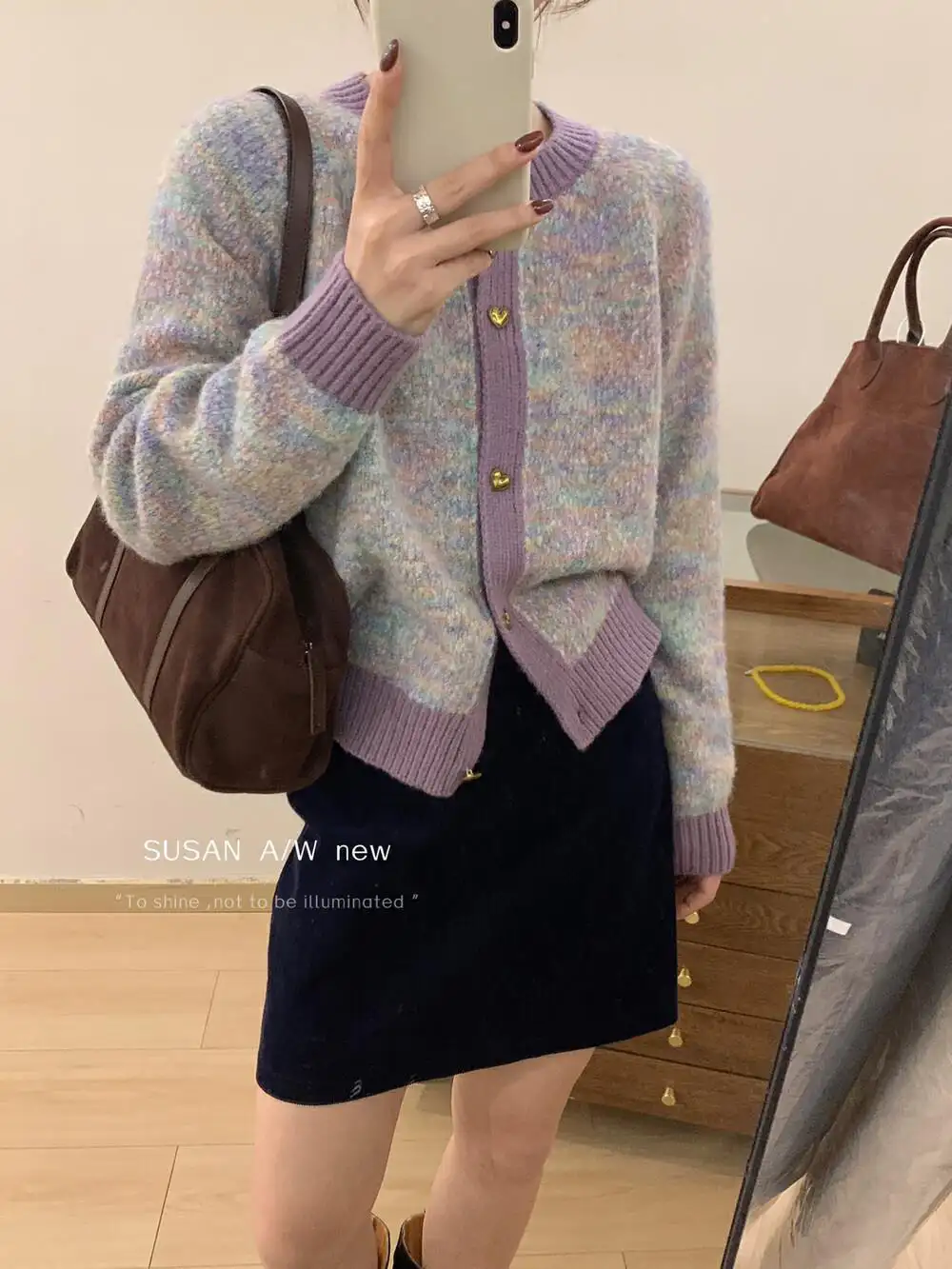 하트 버튼 울 가디건 상세 이미지 1