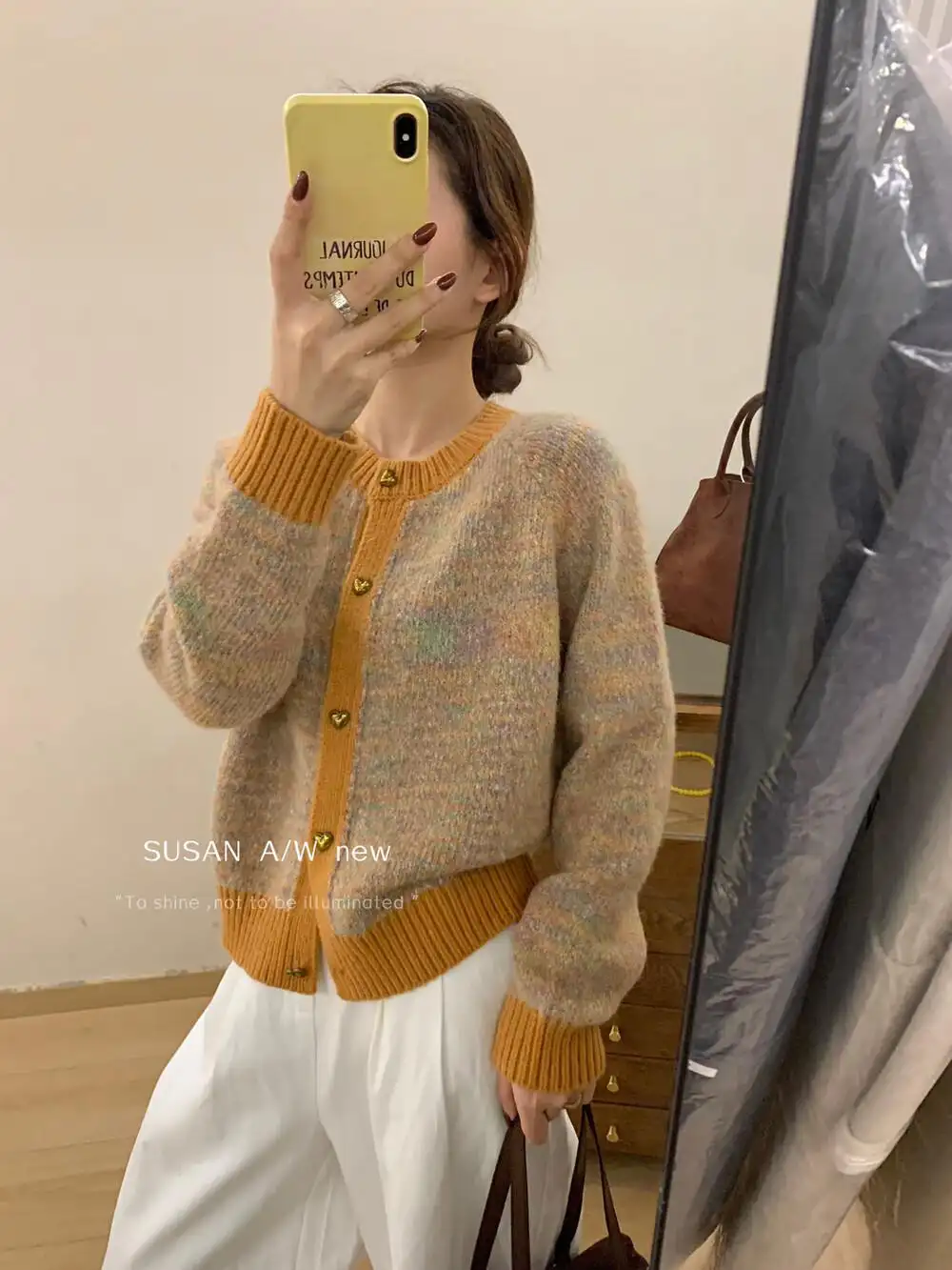 하트 버튼 울 가디건 상세 이미지 4