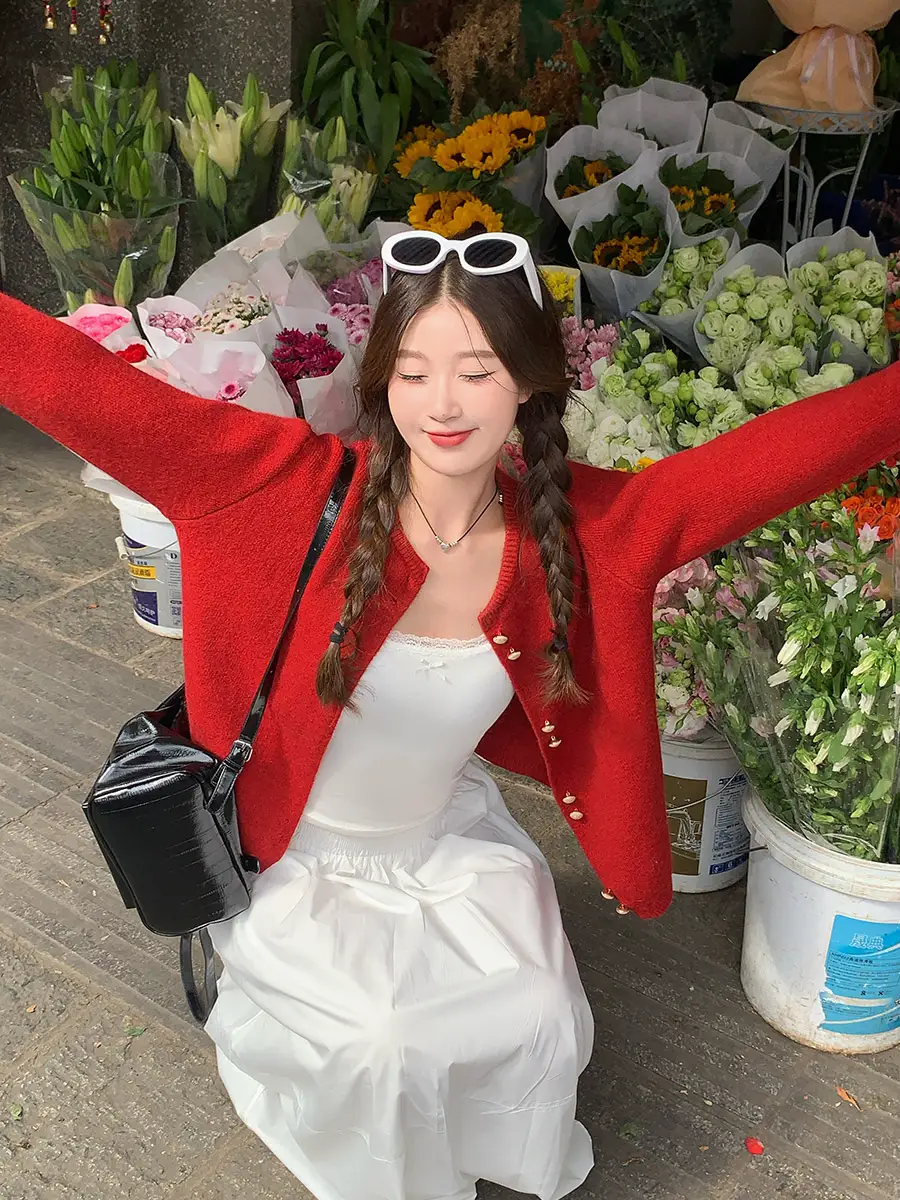 샤넬풍 라운드넥 울 니트 카디건 상세 이미지 2