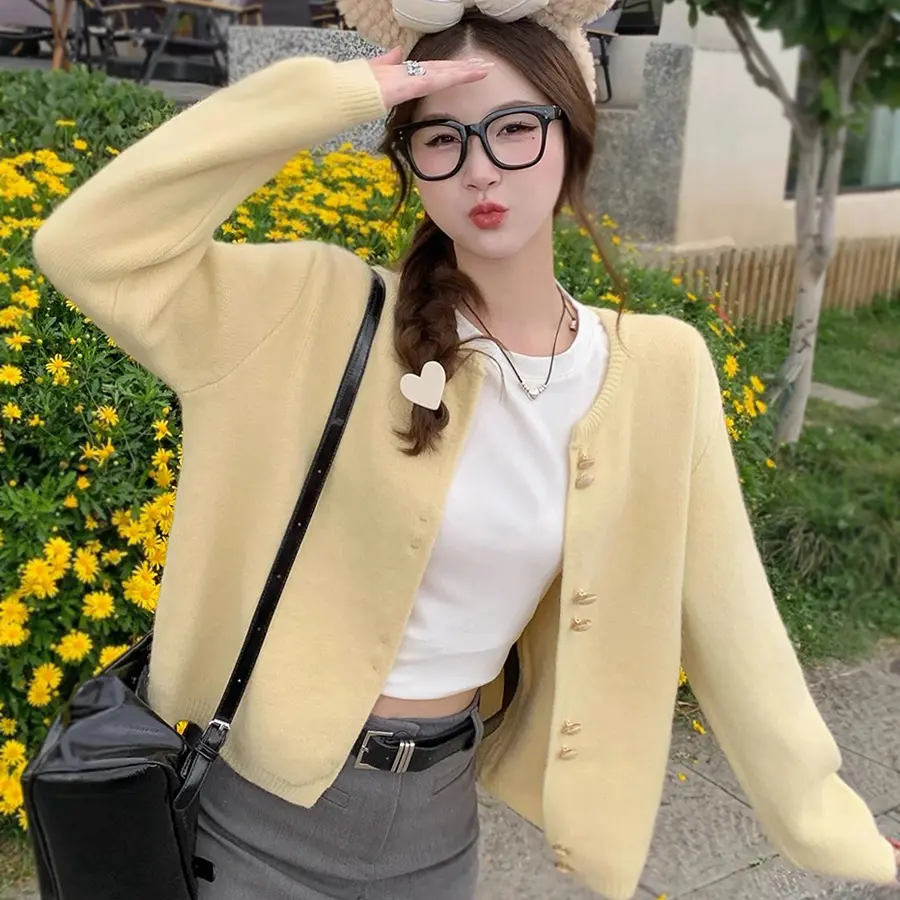 샤넬풍 라운드넥 울 니트 카디건 상세 이미지 8