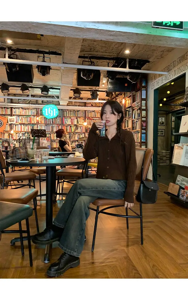레이스 디테일 울 가디건 상세 이미지 5