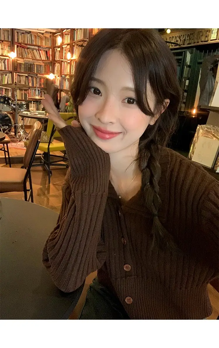 레이스 디테일 울 가디건 상세 이미지 6