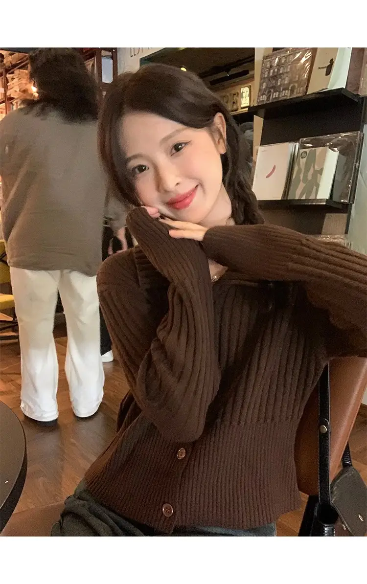 레이스 디테일 울 가디건 상세 이미지 7