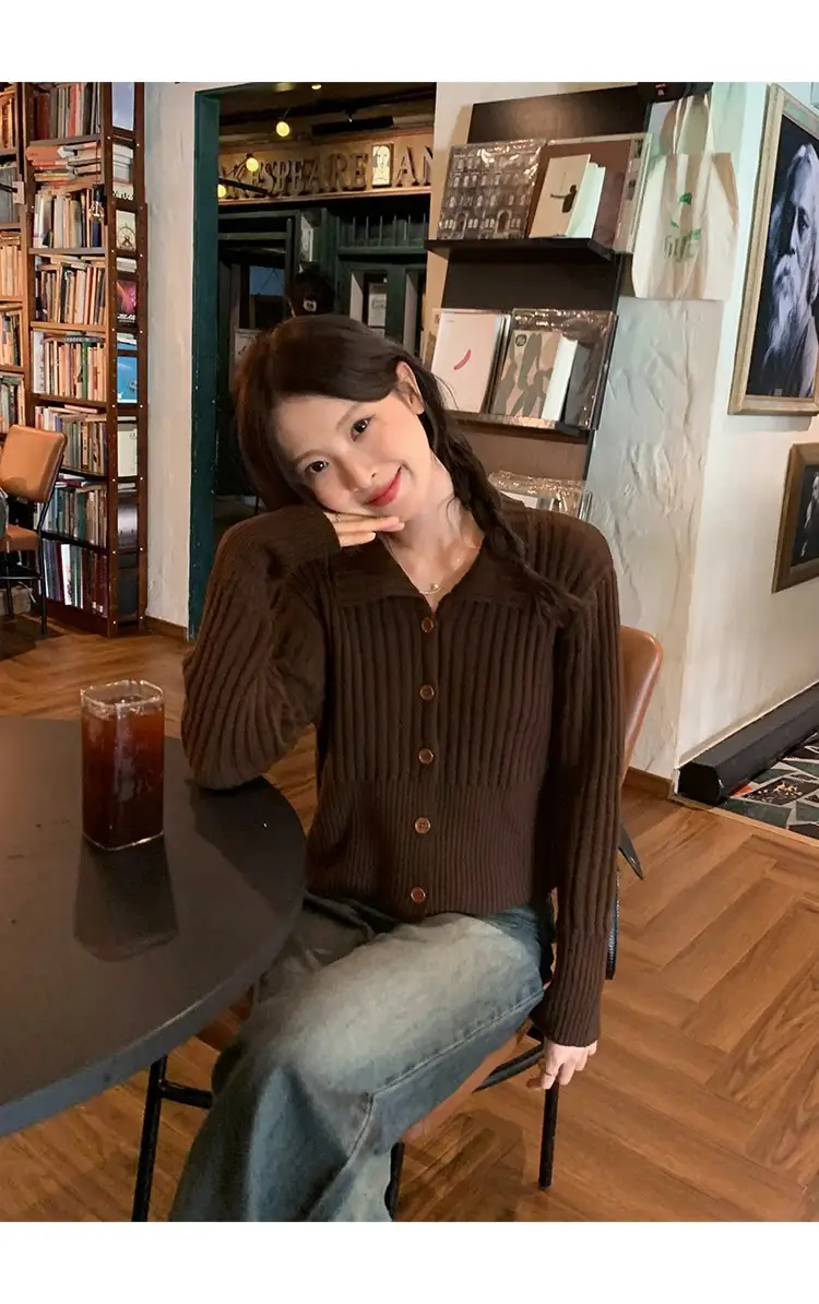 레이스 디테일 울 가디건 상세 이미지 8