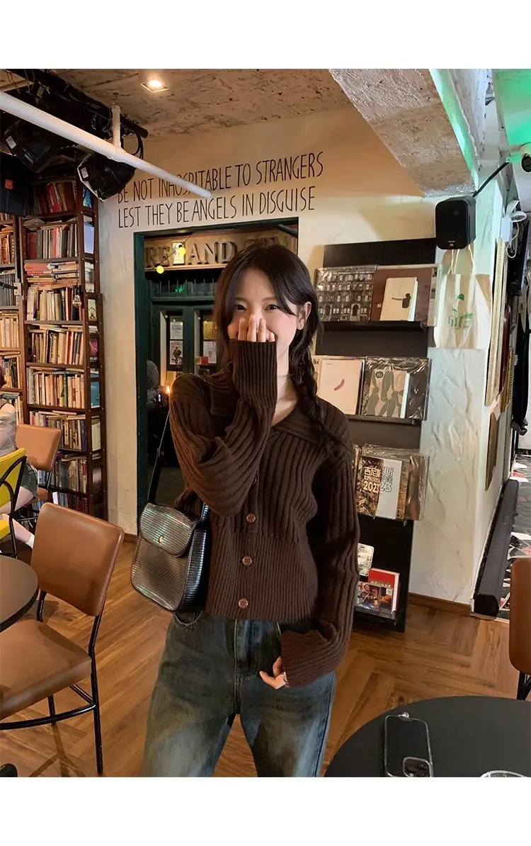 레이스 디테일 울 가디건 상세 이미지 12