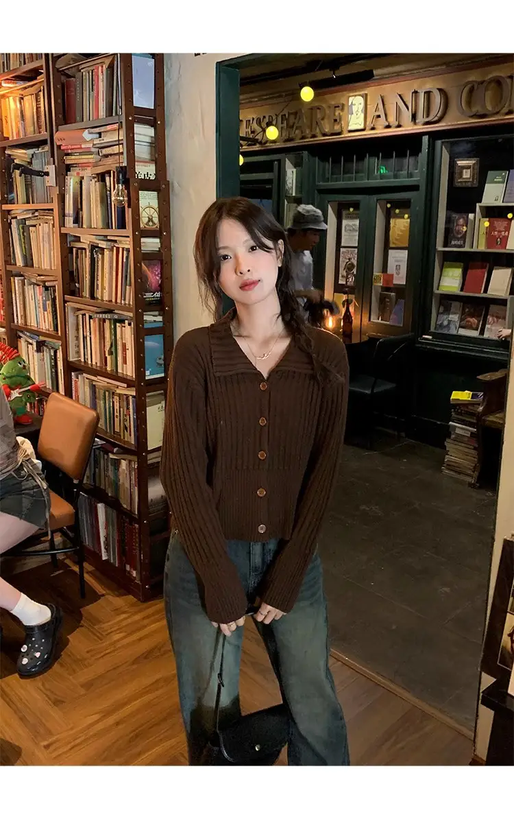 레이스 디테일 울 가디건 상세 이미지 13