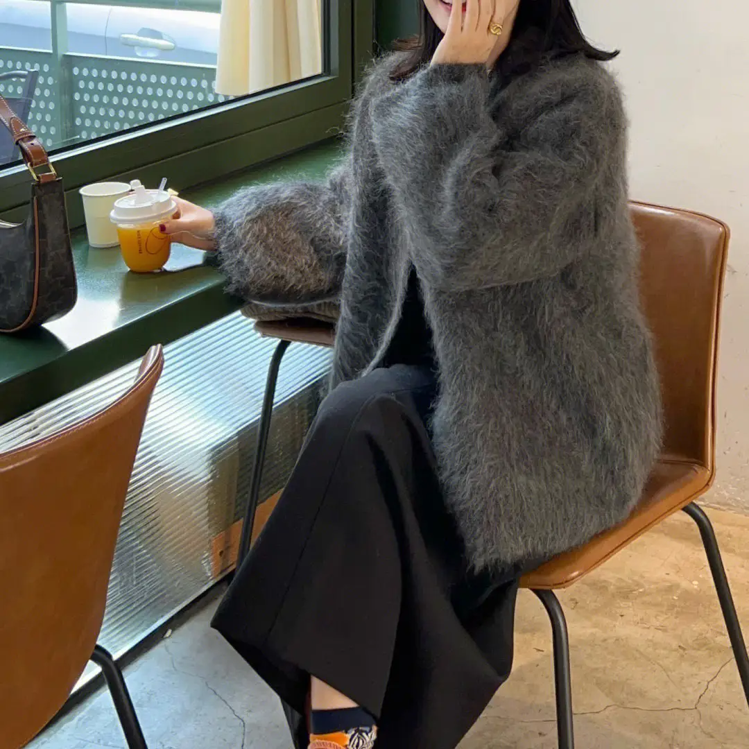레이스 디테일 울 가디건 상세 이미지 1