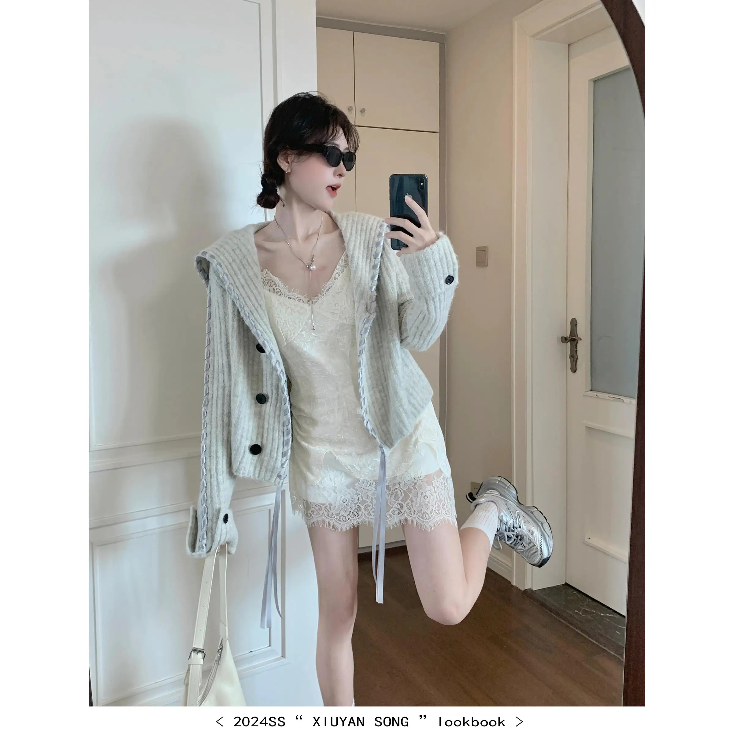 세일러 칼라 리본 디테일 가디건 상세 이미지 7