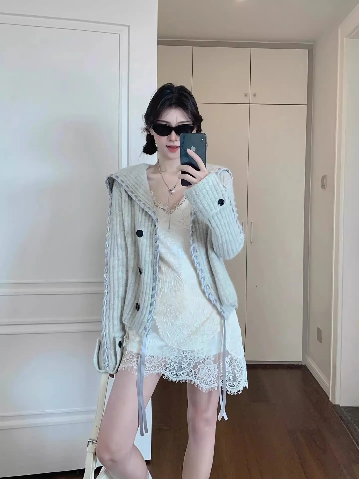 세일러 칼라 리본 디테일 가디건 상세 이미지 9