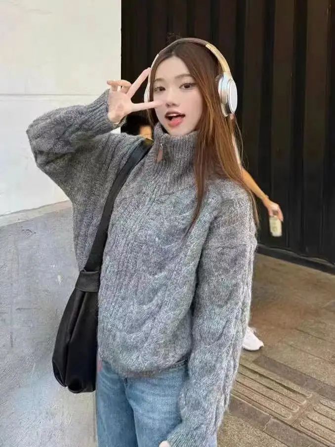 레트로 루즈핏 더블 지퍼 울 가디건 상세 이미지 3