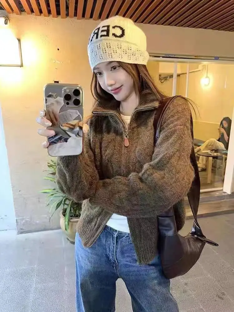레트로 루즈핏 더블 지퍼 울 가디건 상세 이미지 4