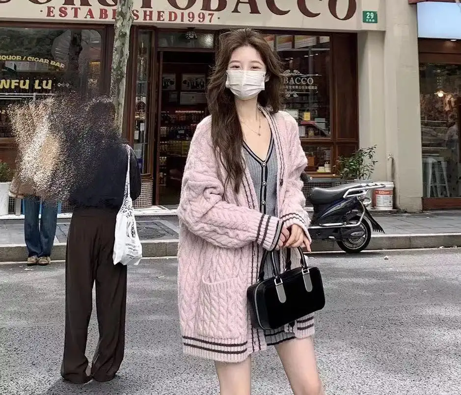 한국인기 프레피 꽈배기 V넥 울 가디건 상세 이미지 5