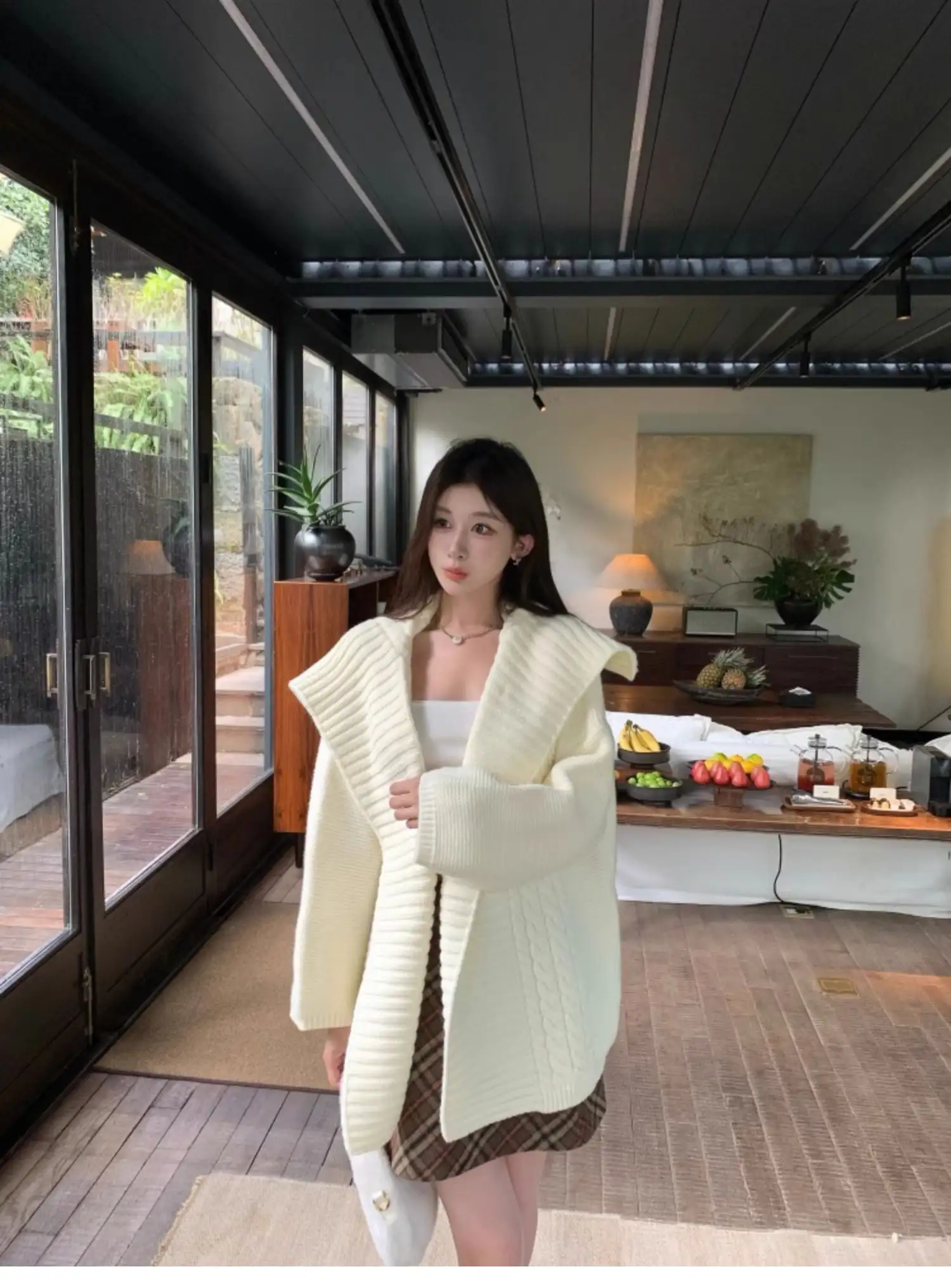 한국인기 폴드 칼라 꽈배기 니트 가디건 상세 이미지 1