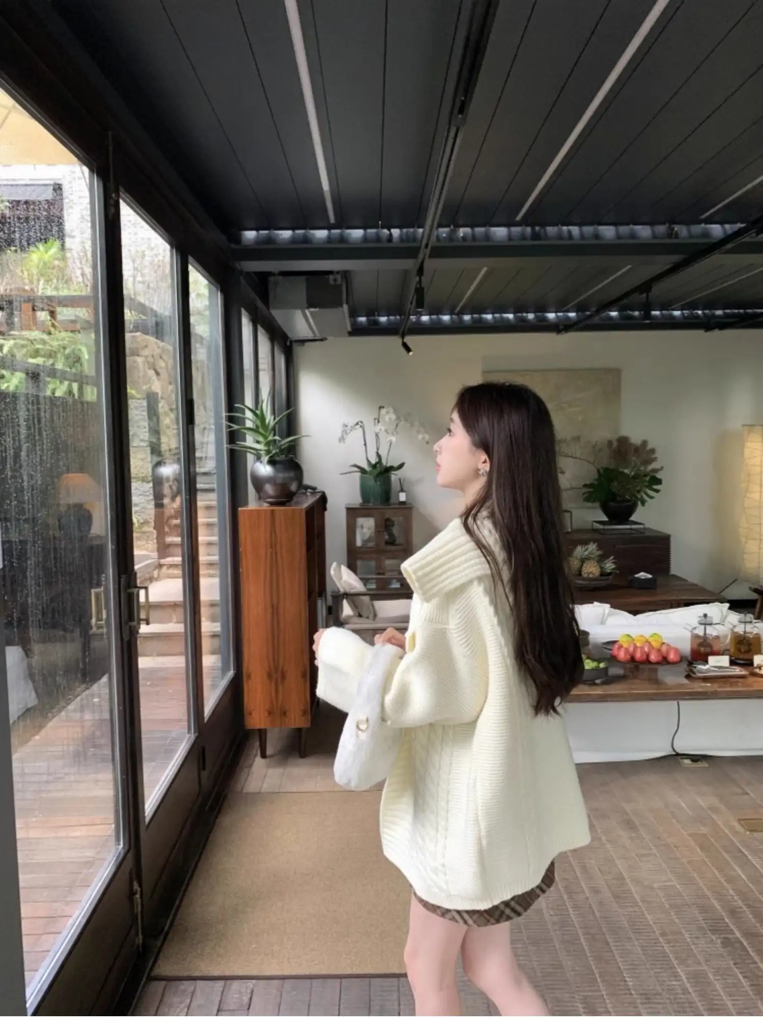 한국인기 폴드 칼라 꽈배기 니트 가디건 상세 이미지 4