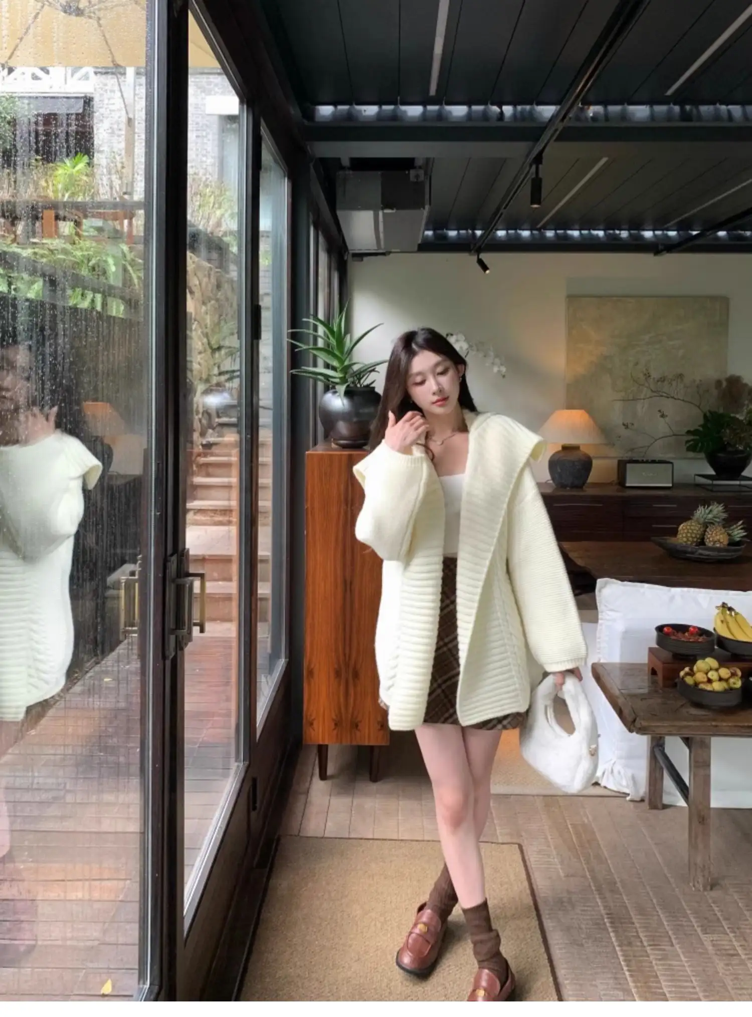 한국인기 폴드 칼라 꽈배기 니트 가디건 상세 이미지 9