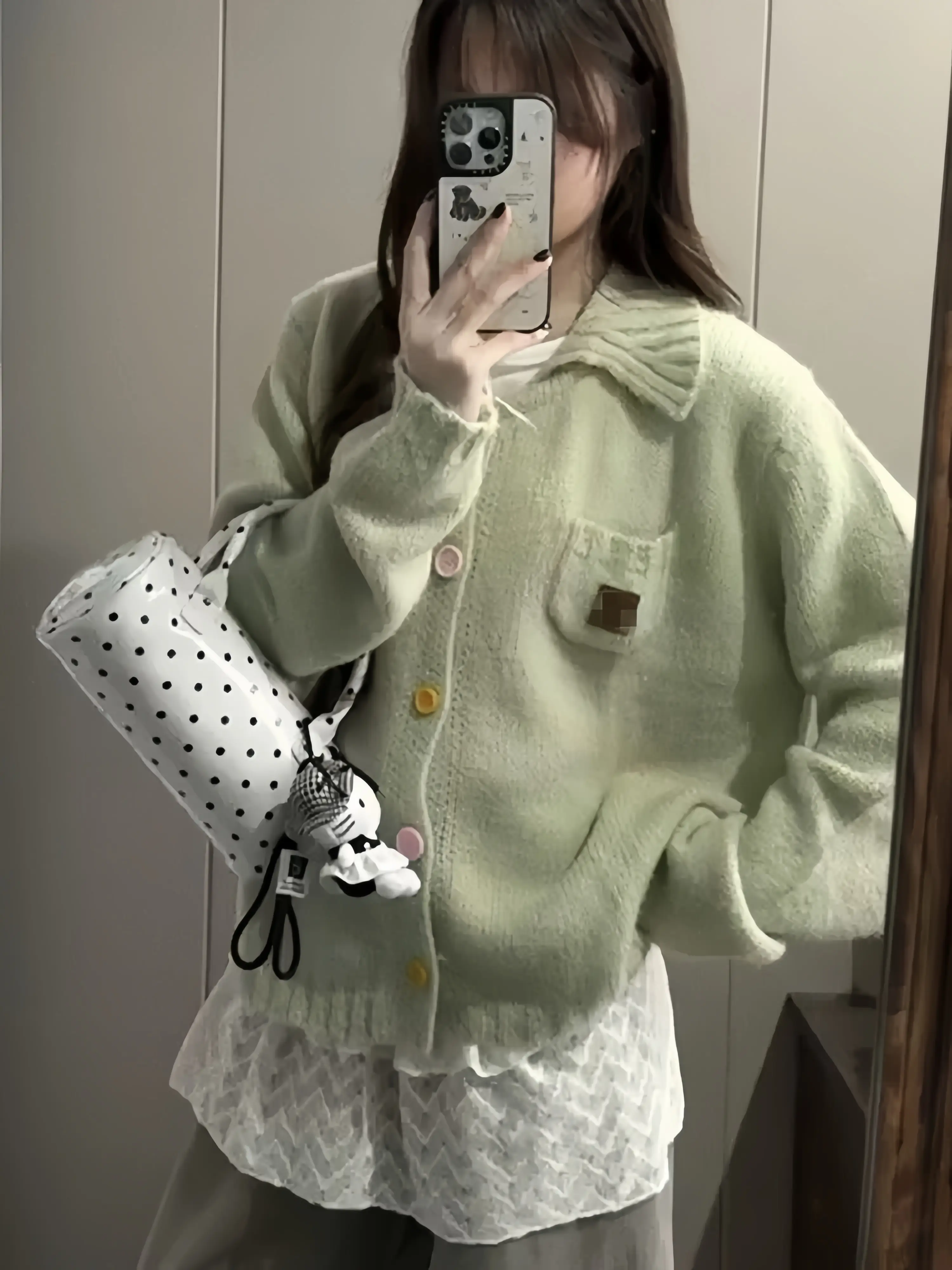 한국인기 컬러 버튼 폴로넥 울 가디건 상세 이미지 1