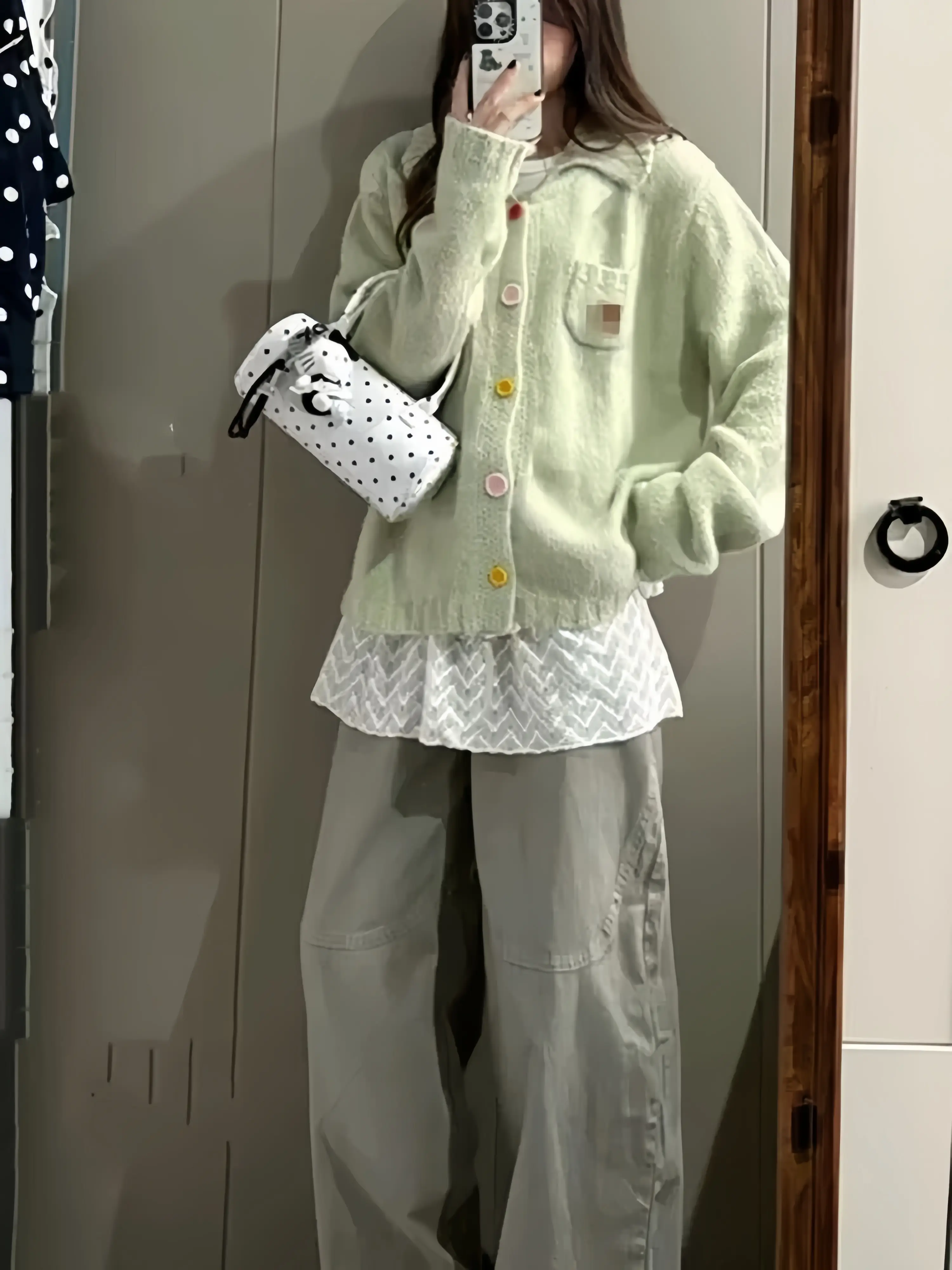 한국인기 컬러 버튼 폴로넥 울 가디건 상세 이미지 3