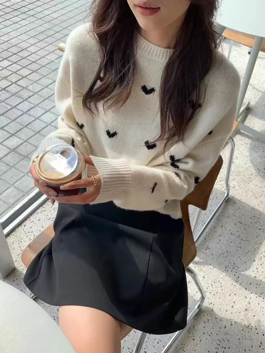 하트 자카드 울 니트 상세 이미지 1