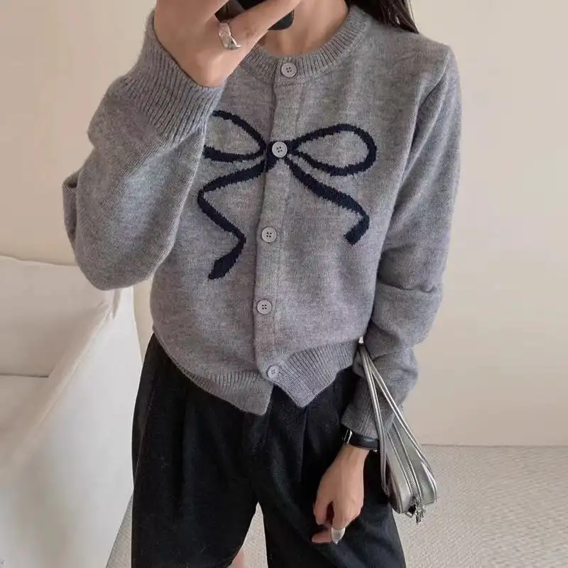 프린팅 라운드넥 울 가디건 상세 이미지 1
