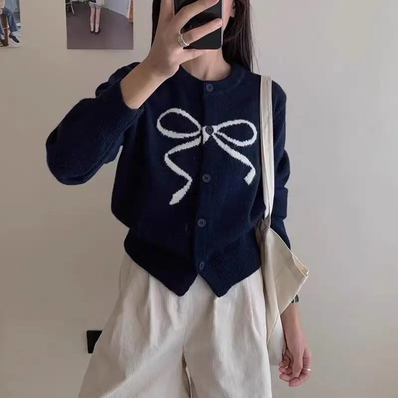 프린팅 라운드넥 울 가디건 상세 이미지 2