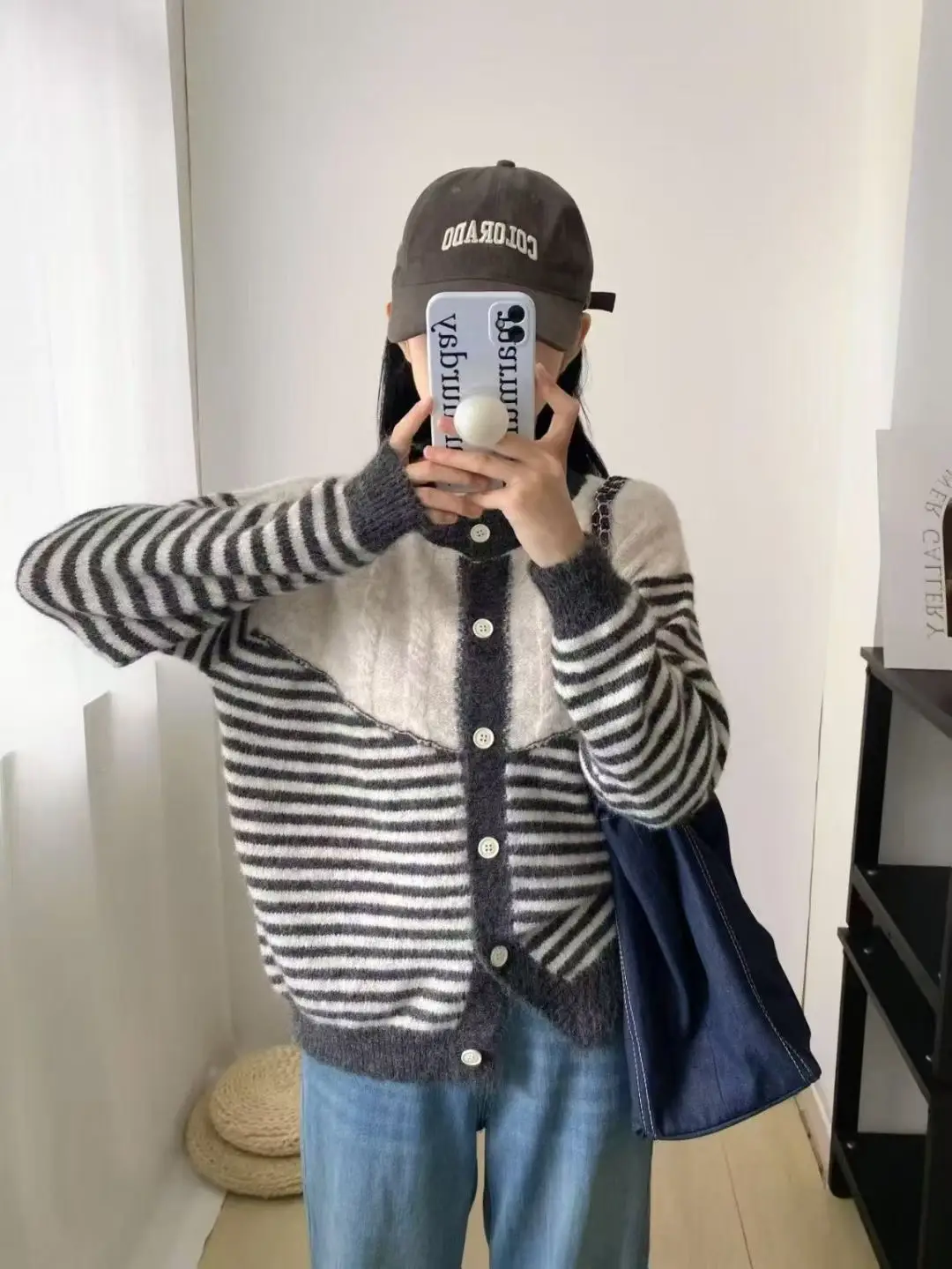 한국인기 라운드넥 울 가디건 상세 이미지 1