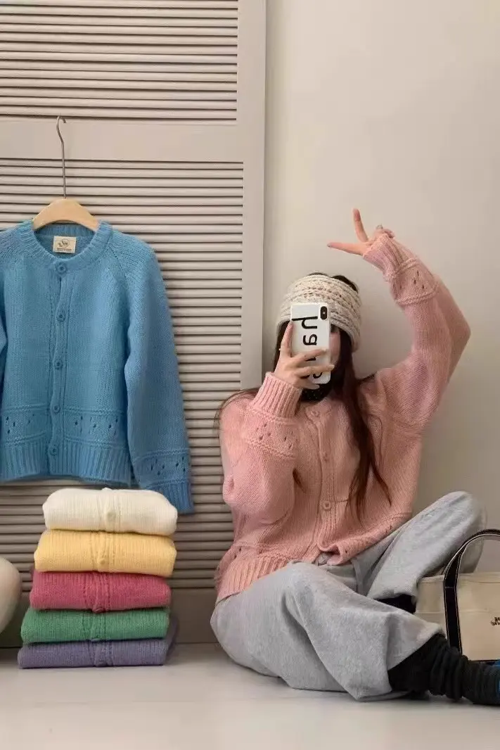 러블리 레이스 라운드넥 울 가디건 상세 이미지 1